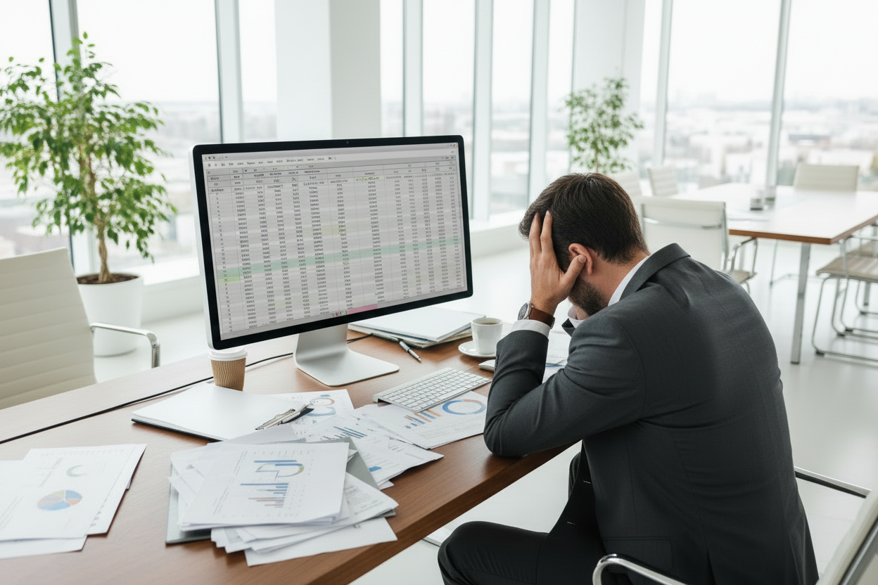 Frustrated businessman - single monitor version